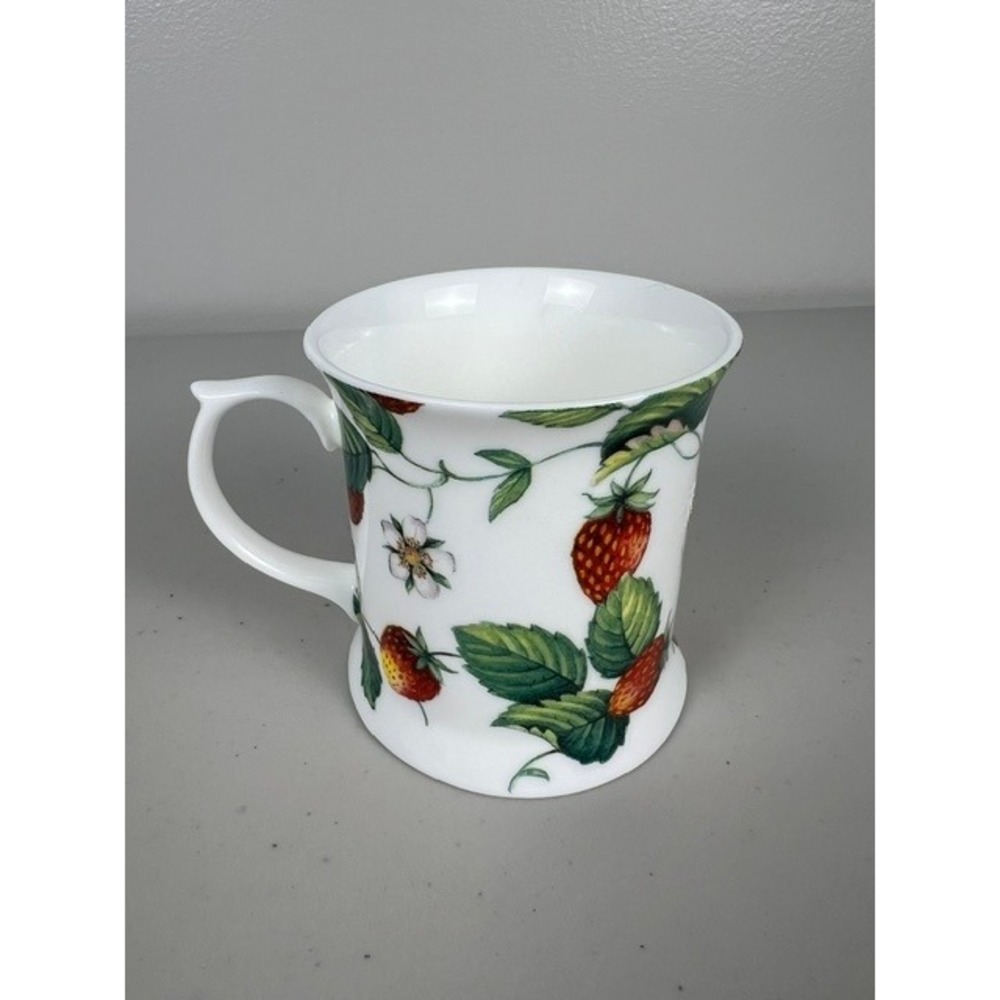 Roy Kirkham Strawberry Fine Bone China Mug Made in England Flared Botanical